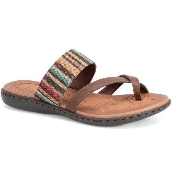 B.O.C. Gould Stripe Sandals Brown Size 9M Multicolor Stripe Strap Bohemian - Picture 1 of 7
